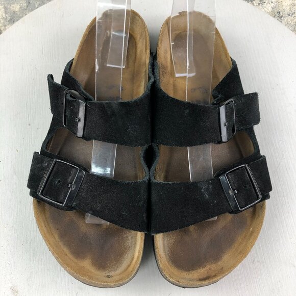 Birkenstock Unisex EU 40 M7 L9 Arizona Black Suede Open Toe SlipOn Slide Sandals - Picture 3 of 14